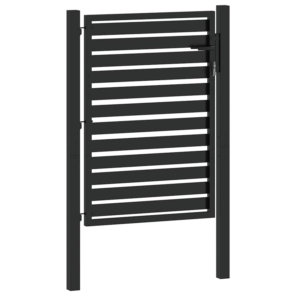 Vrtna vrata s mogućnošću zaključavanja crna 100x120 cm aluminijska