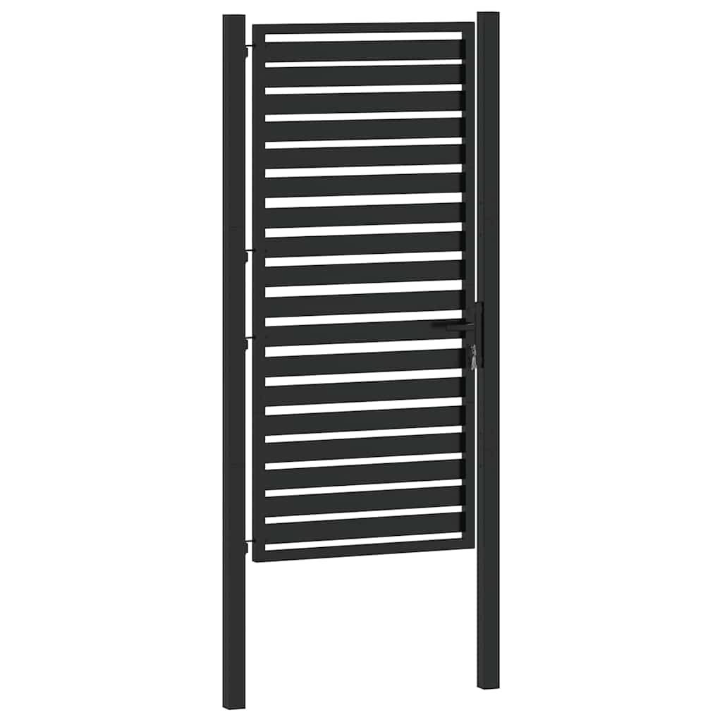 Vrtna vrata s mogućnošću zaključavanja crna 100x180 cm aluminijska