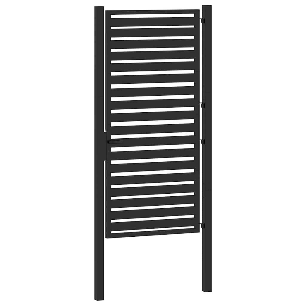 Vrtna vrata s mogućnošću zaključavanja crna 100x180 cm aluminijska