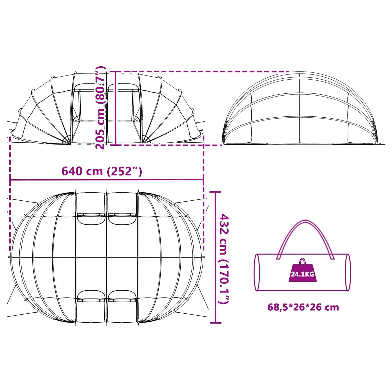 Šator za bazen Plava 640 x 432 x 205 cm