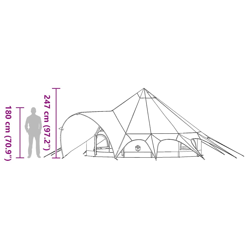 Šator Teepee za 5 osoba Zelena i Siva 415 x 415 x 247 cm