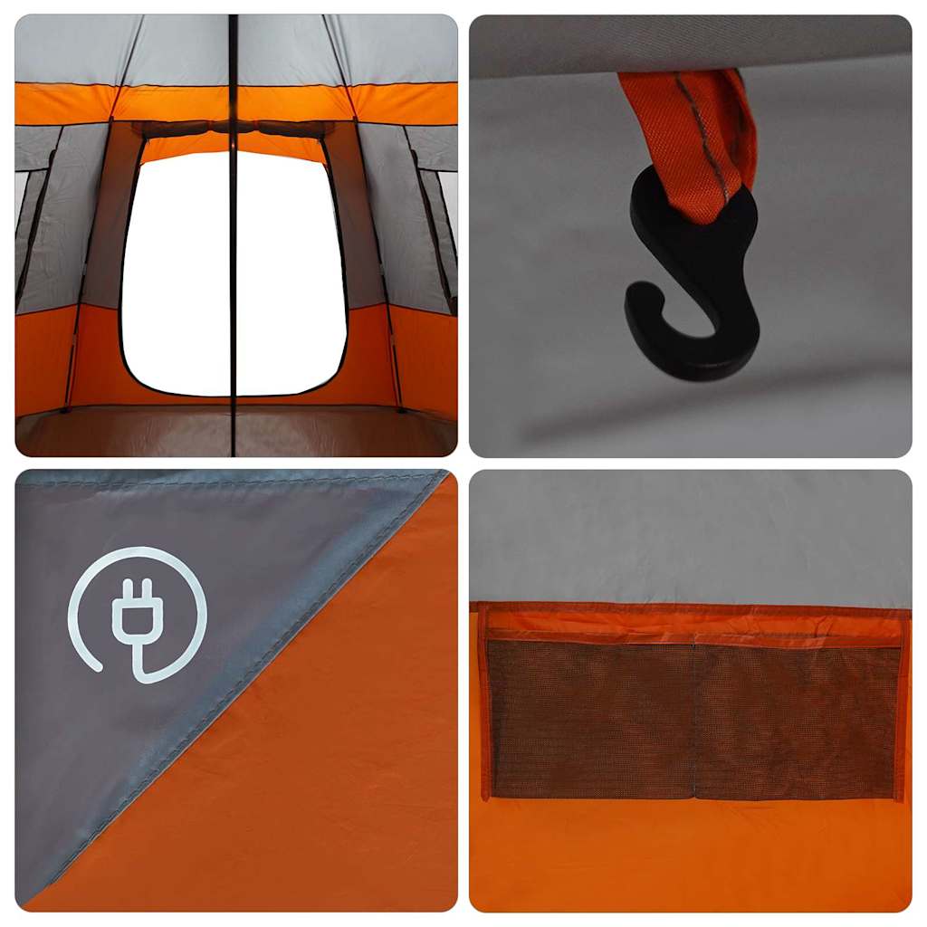 Šator za kabinu 12 osoba Siva i narančasta 500 x 500 x 294 cm