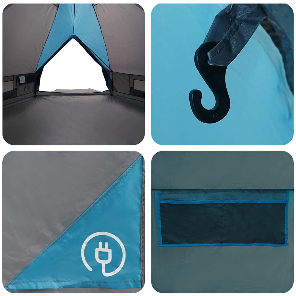 Tenda za 4 osobe s krovom Plava i siva 388 x 320 x 169 cm
