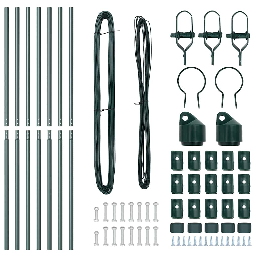 Stup za ogradu 7 pcs Zelena Čelik