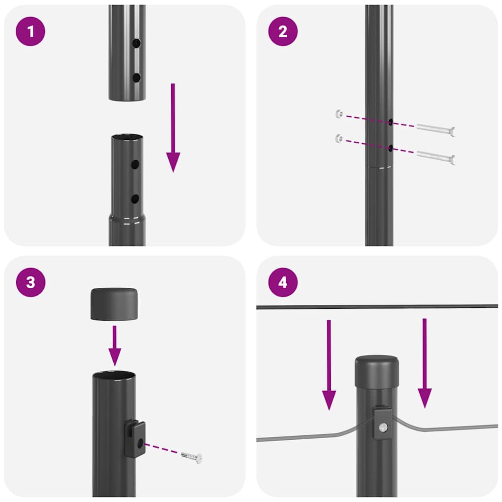 Stup za ogradu 7 pcs Siva Čelik