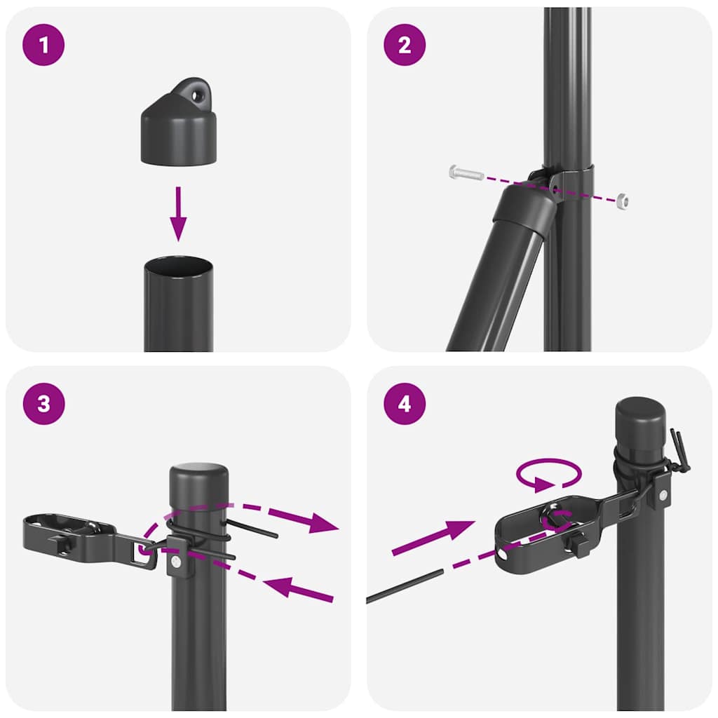 Stup za ogradu 7 pcs Siva Čelik