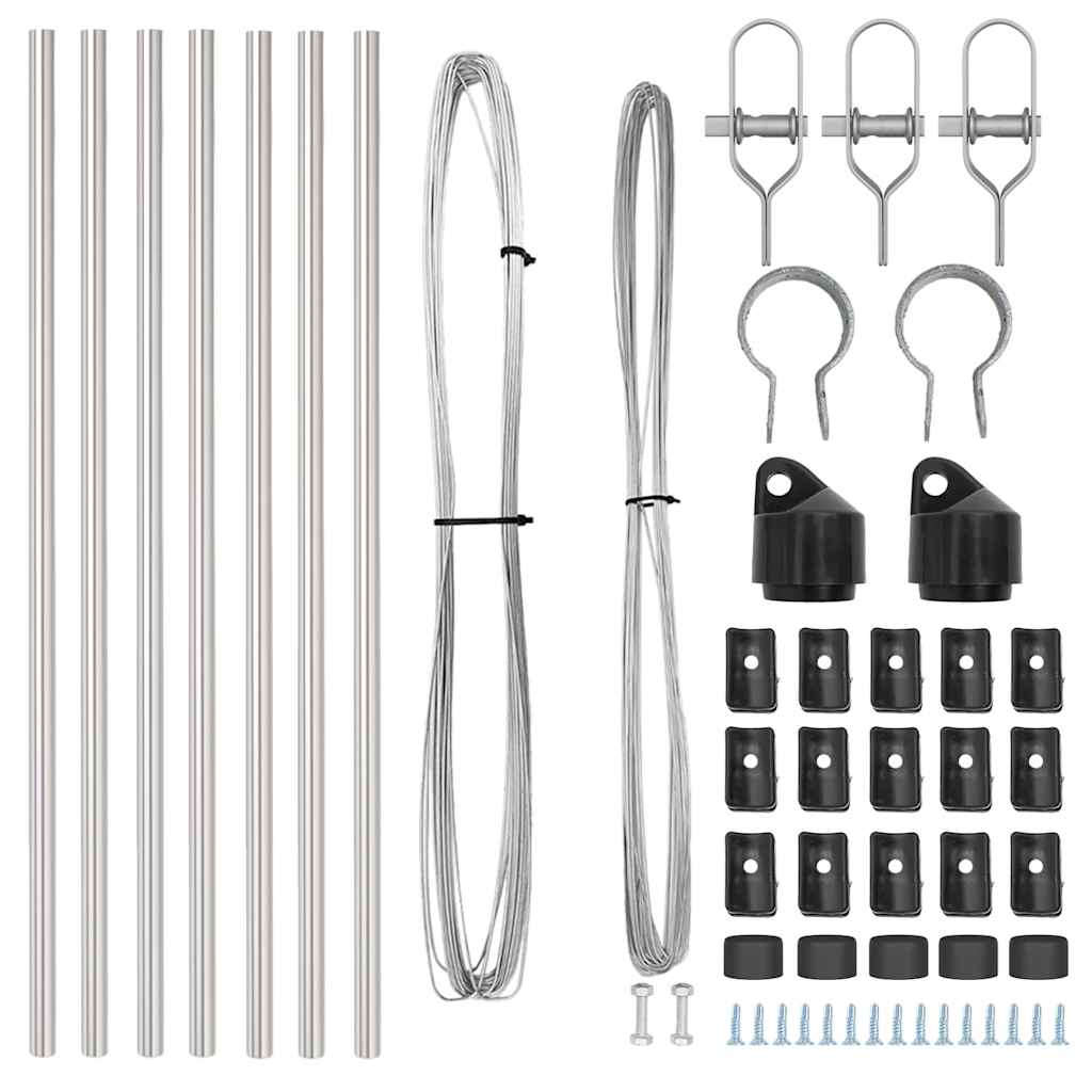 Ugrađeni stup za ogradu 7 pcs Srebrna Čelik obložen prahom