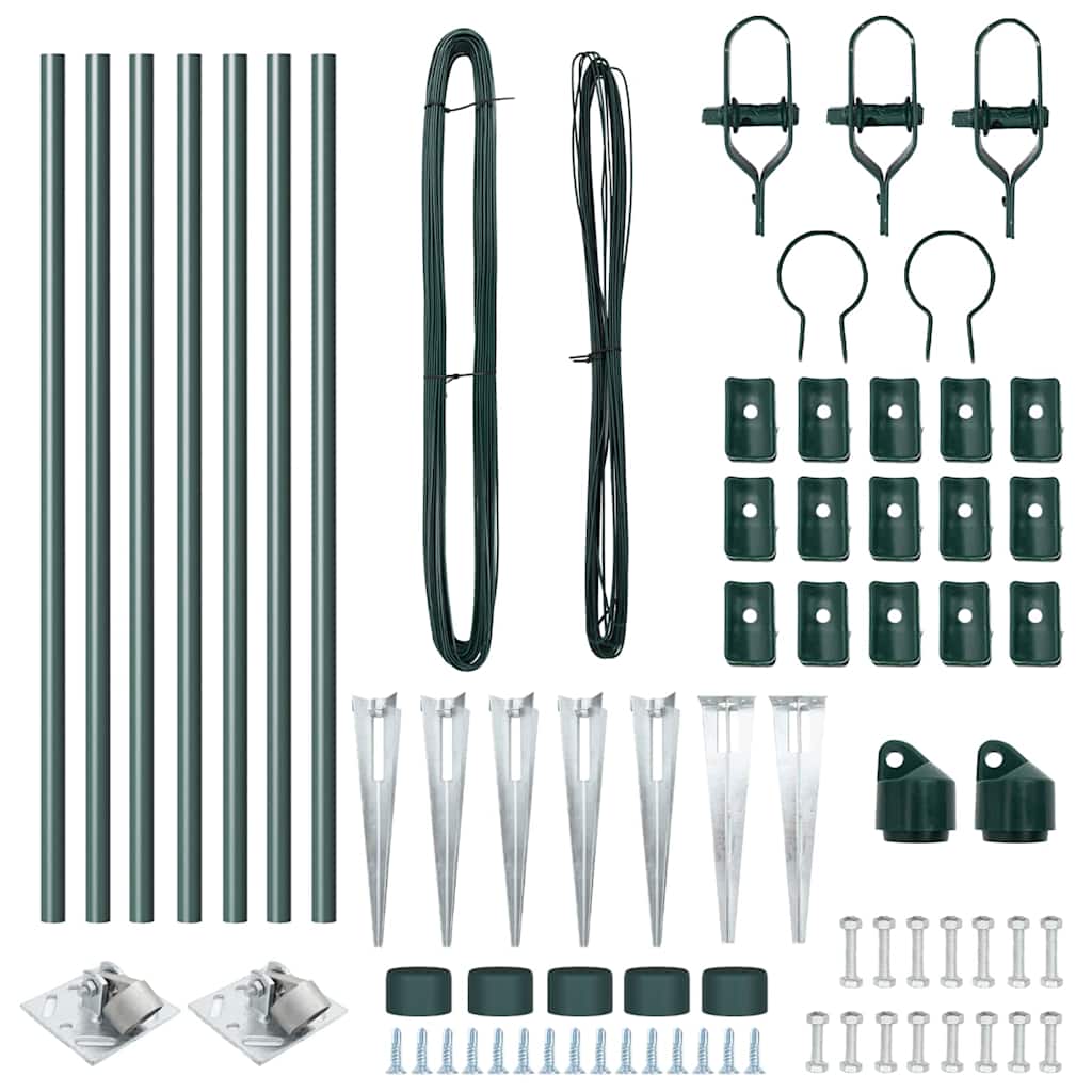 Stup za ogradu 7 pcs Zelena Čelik