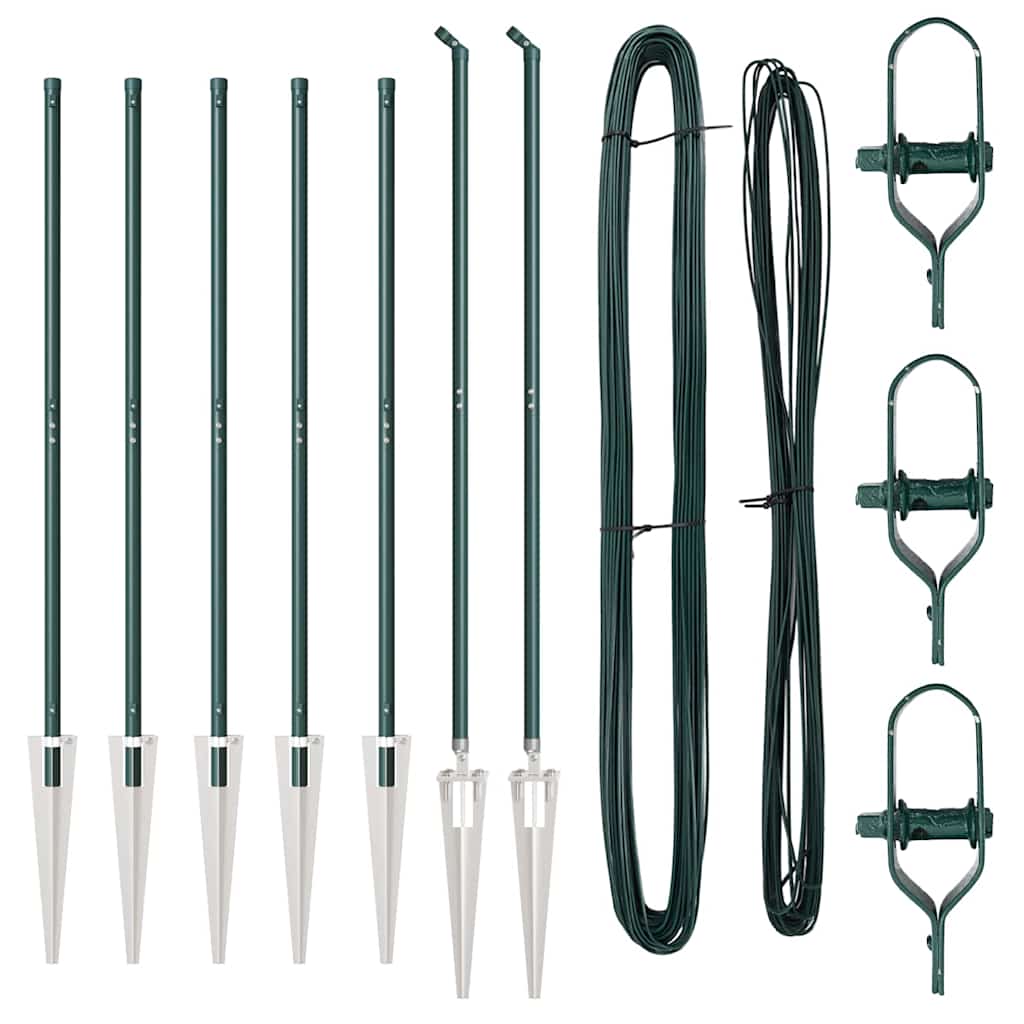 Stup za ogradu 7 pcs Zelena Čelik