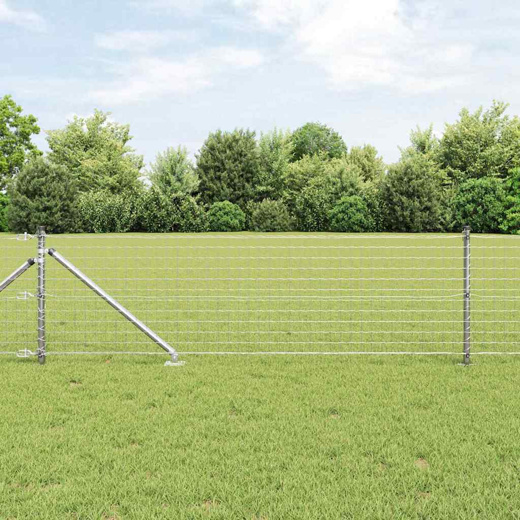 Stup za ogradu 7 pcs Srebrno Čelik