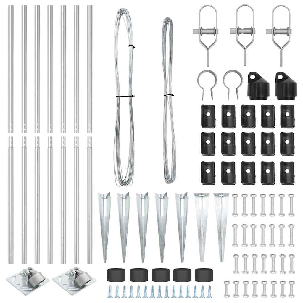 Stabić za ogradu s tlo 7 kom. Srebrna Čelik s prahom premazan