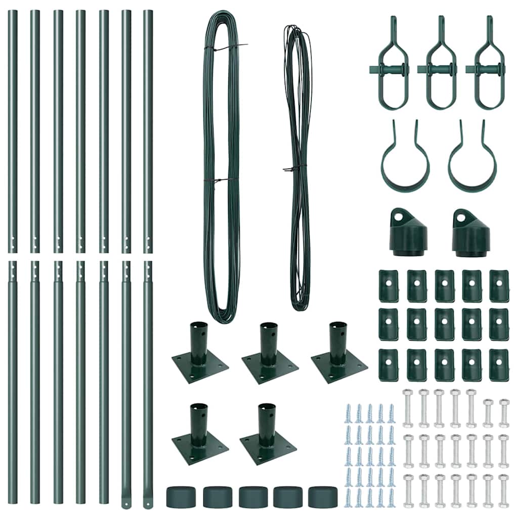 Stup za ogradu 7 pcs Zelena Čelik