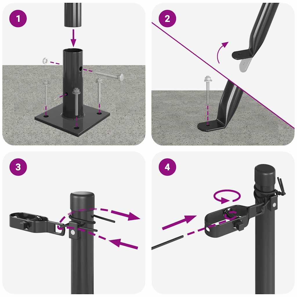 Stup za ogradu 7 pcs Siva Čelik