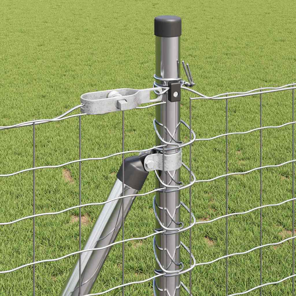 Stup za ogradu 7 pcs Srebrno Čelik