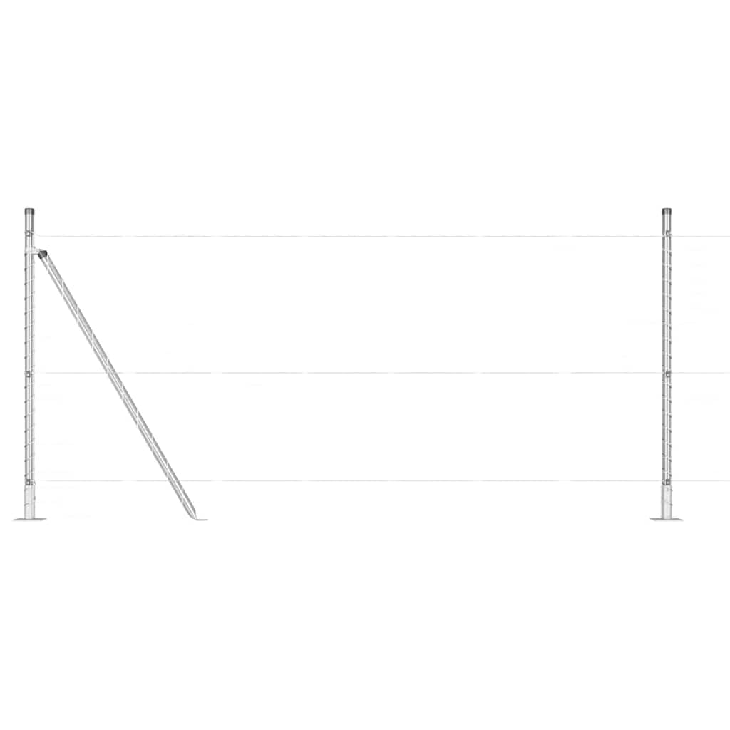 Stup za ogradu 7 pcs Srebrno Čelik