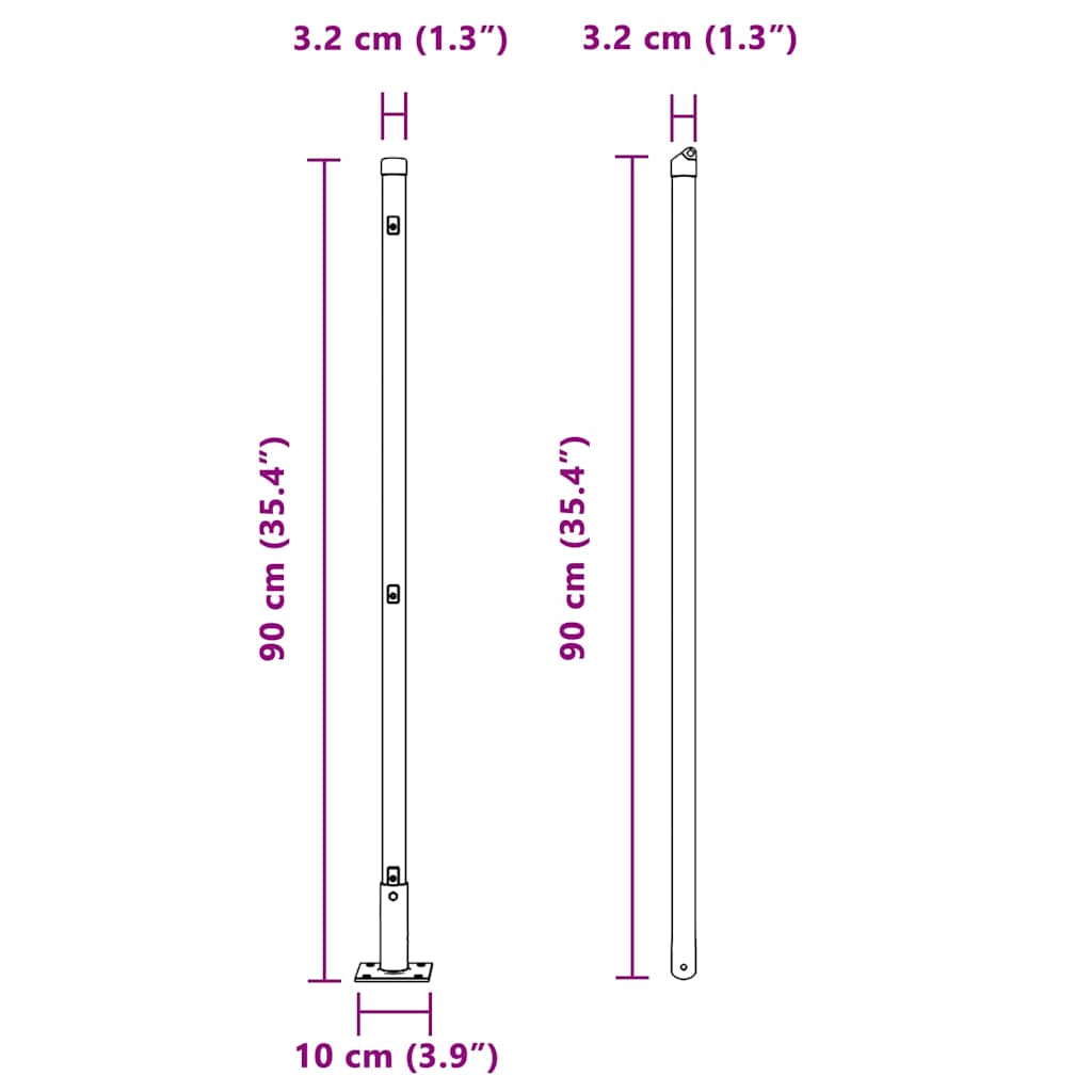 Stup za ogradu s betonskom bazom 7 kom. Srebrna