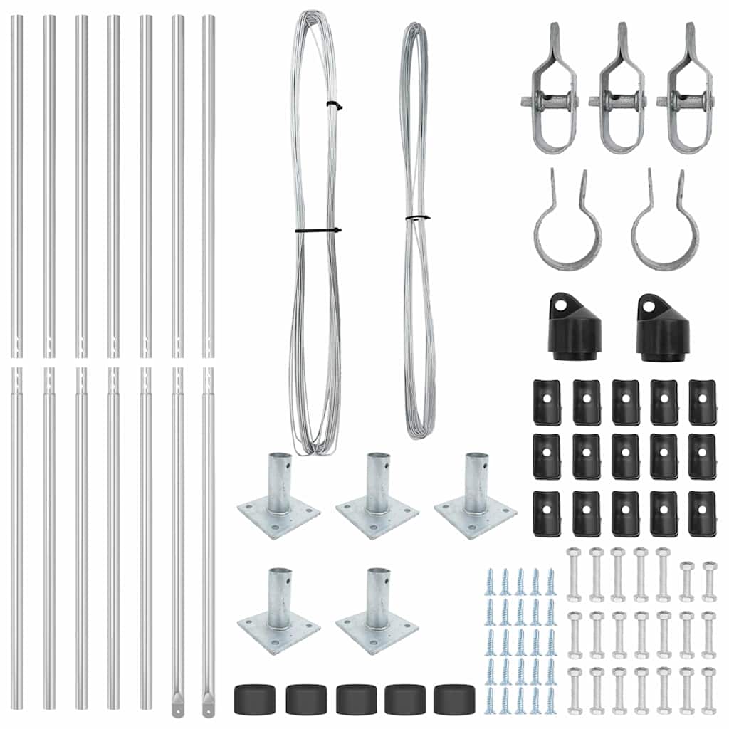 Stup za ogradu 7 pcs Srebrno Čelik