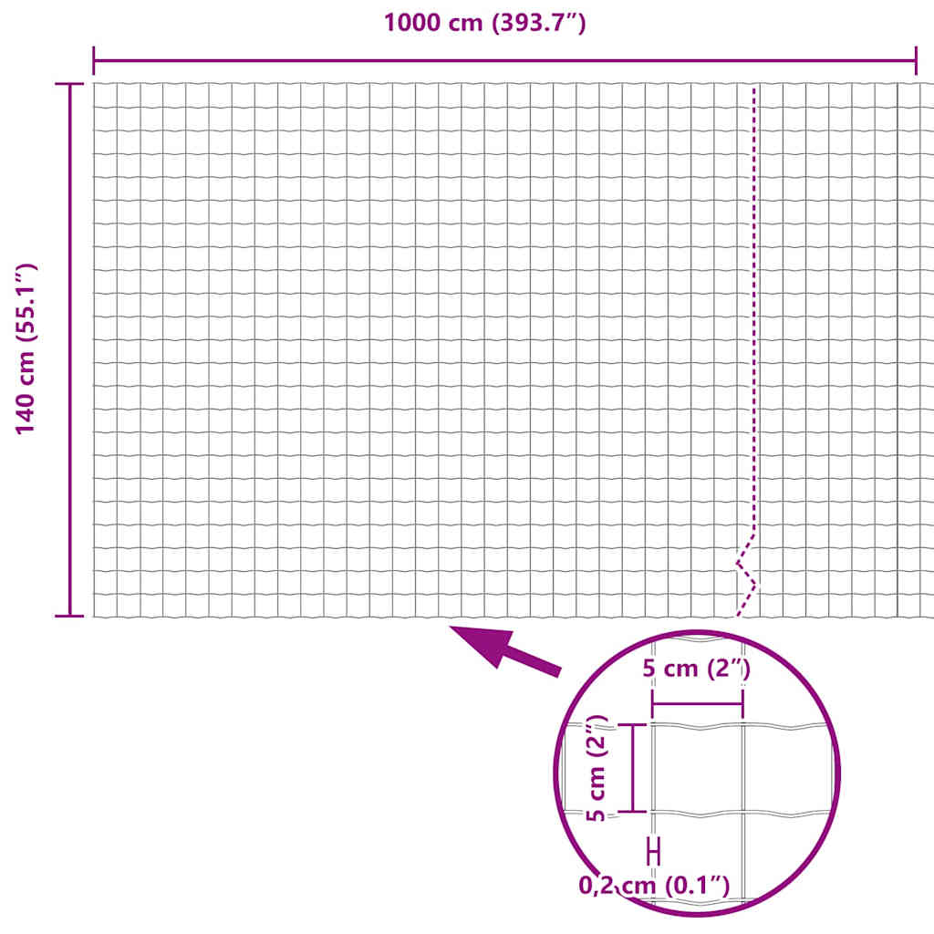 Euro ograda 1,4 x 10 m Željezo prekriveno PVC-om