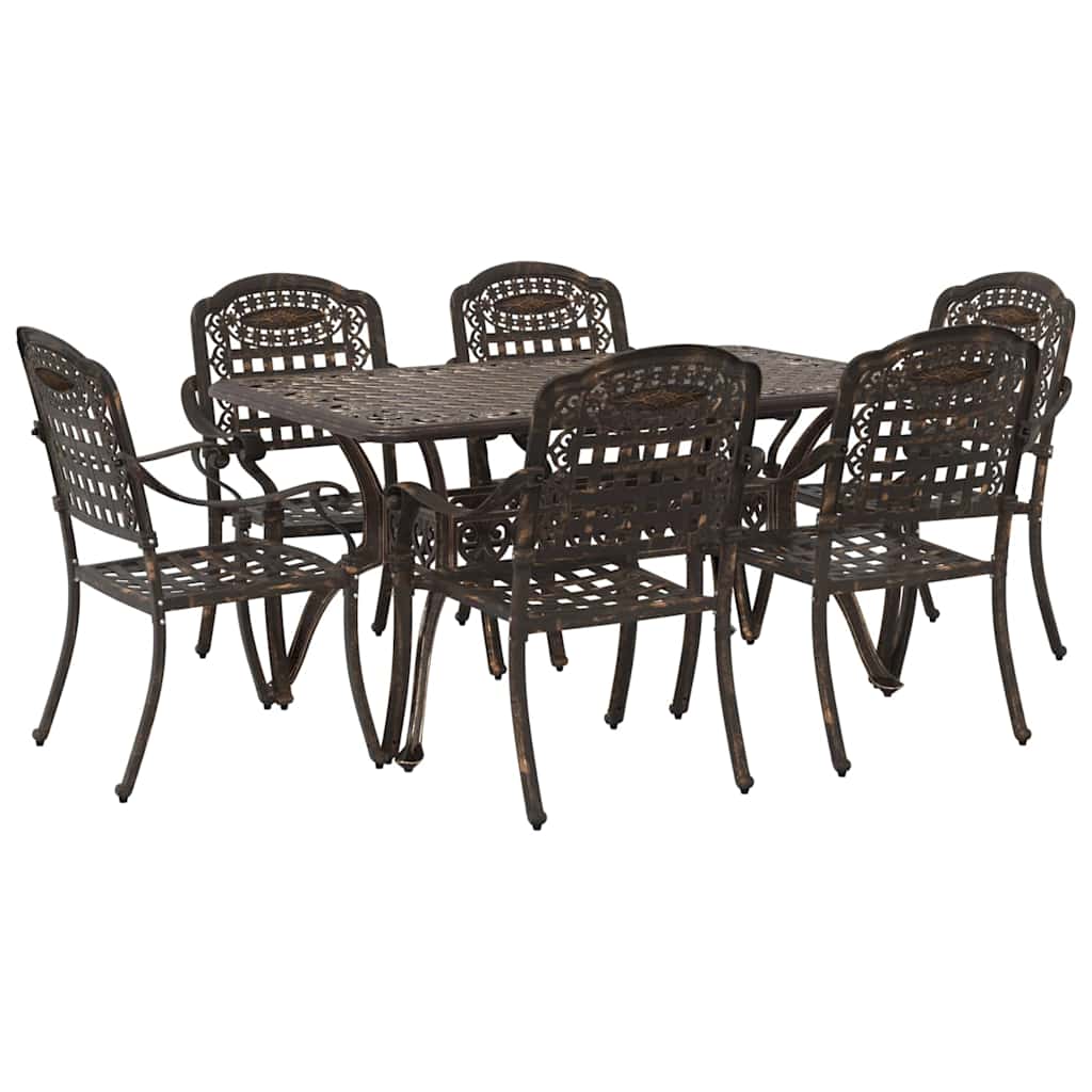 Vrtni set za objed 7 pcs Bronzana Aluminij