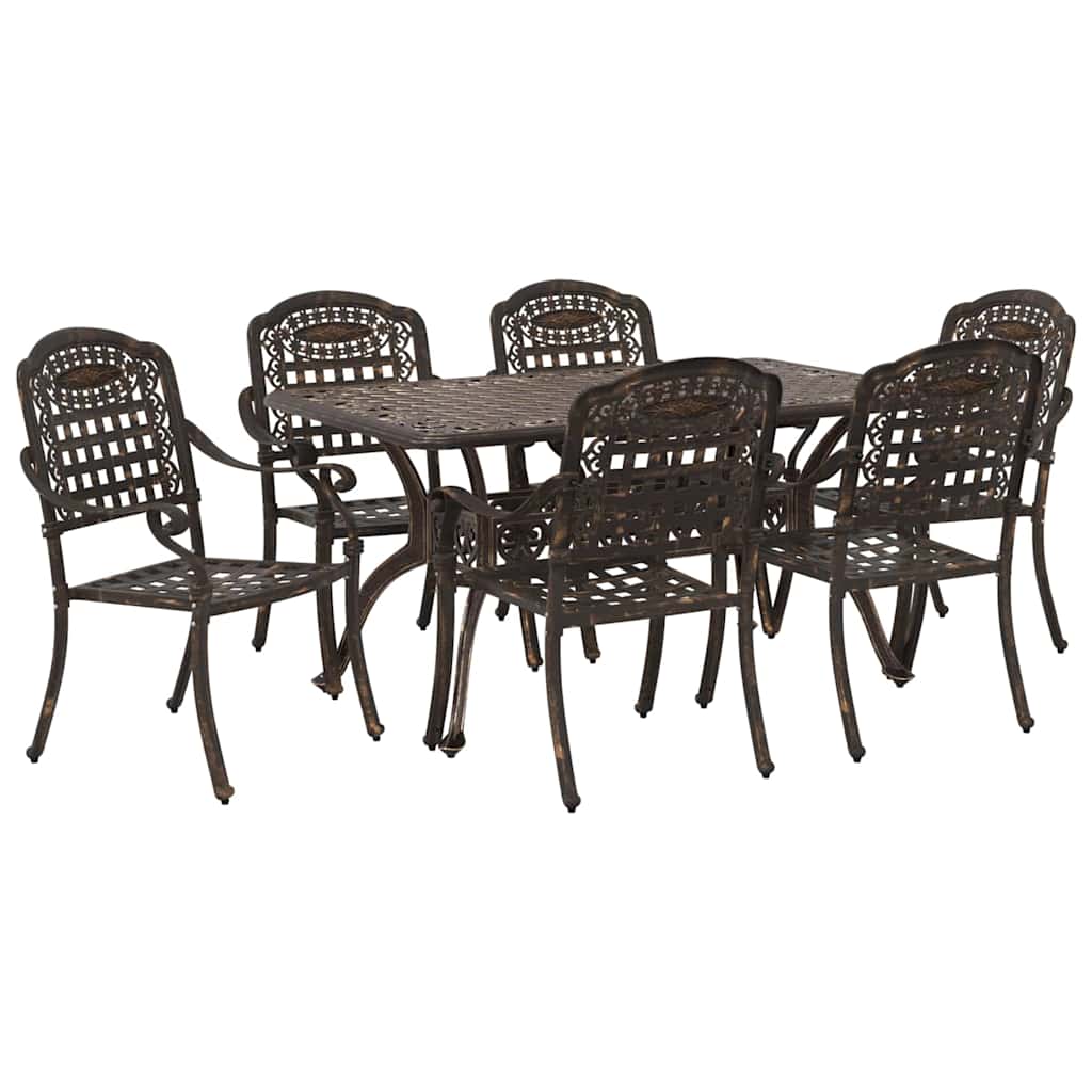 Vrtni set za objed 7 pcs Bronzana Aluminij