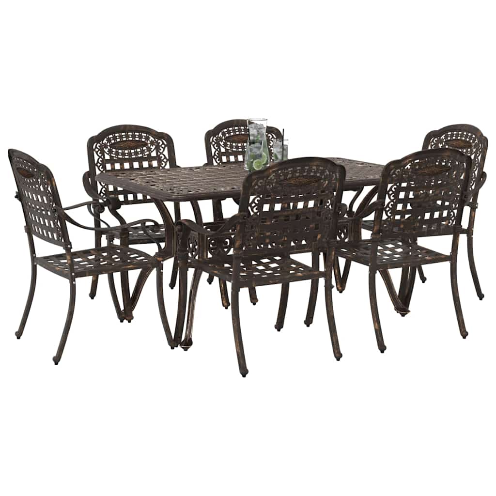 Vrtni set za objed 7 pcs Bronzana Aluminij