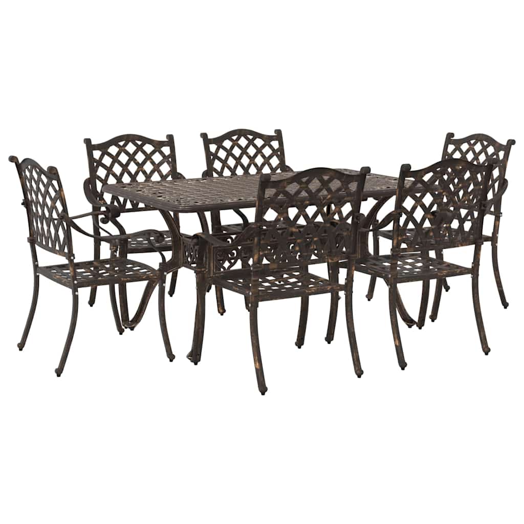 Vrtni set za objed 7 pcs Bronzana Aluminij