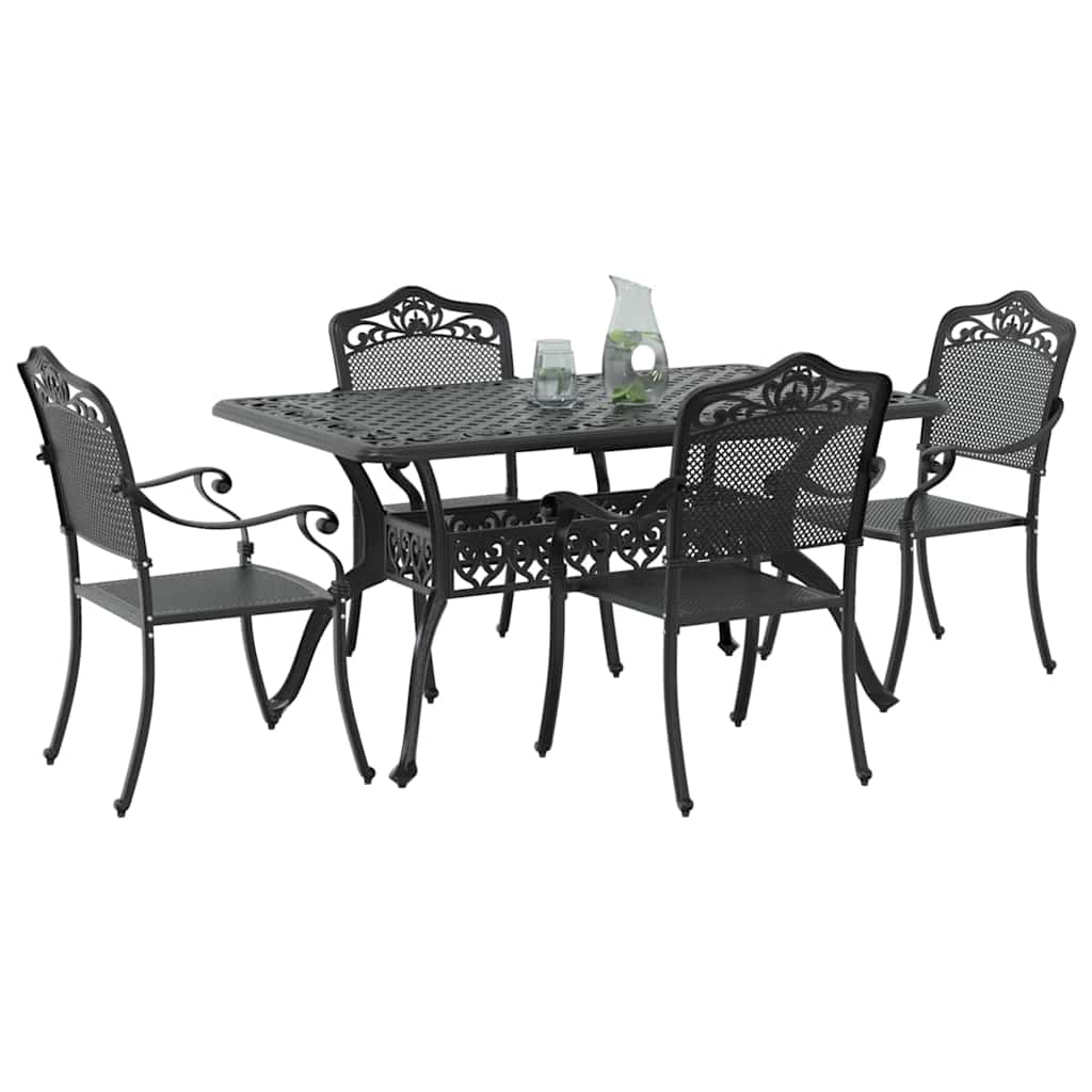 Vrtni set za objed 5 pcs Crna Aluminij