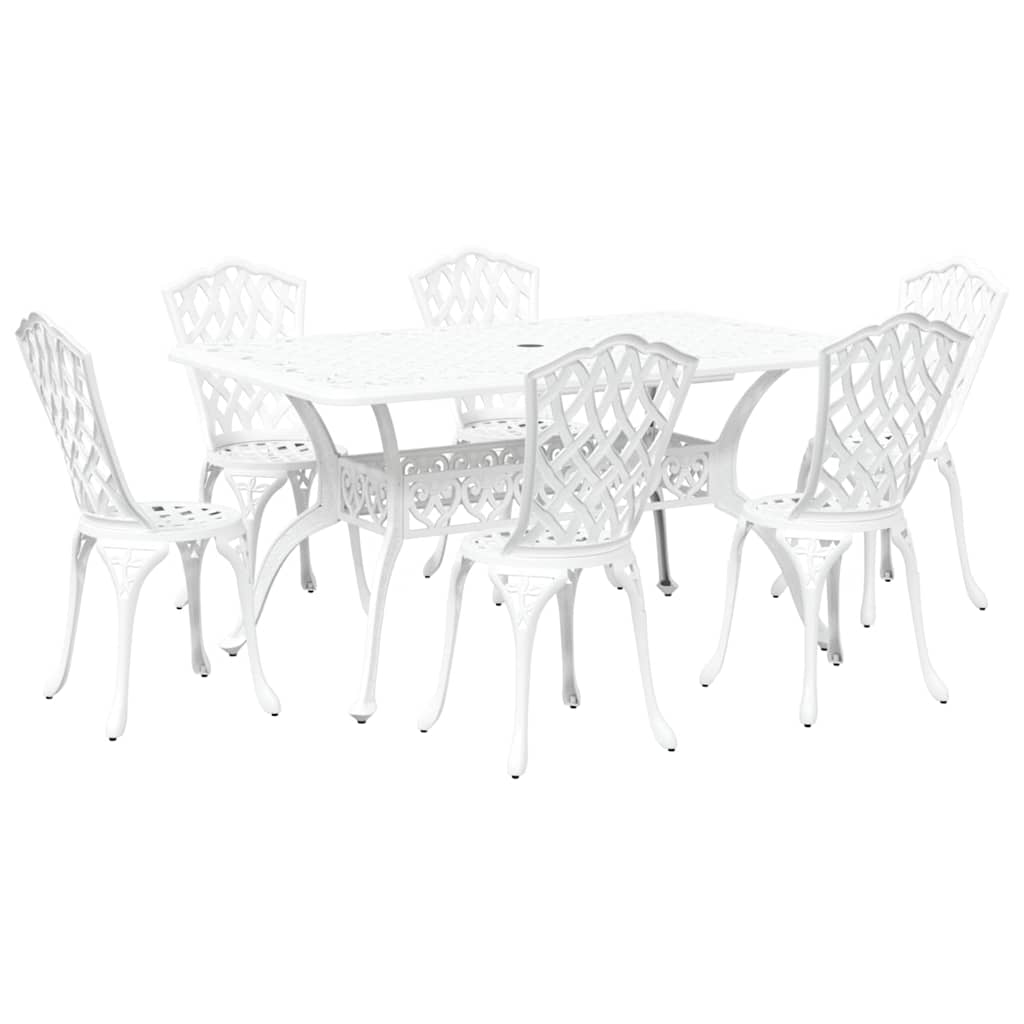 Vrtni set za objed 7 pcs Bijelo Aluminij