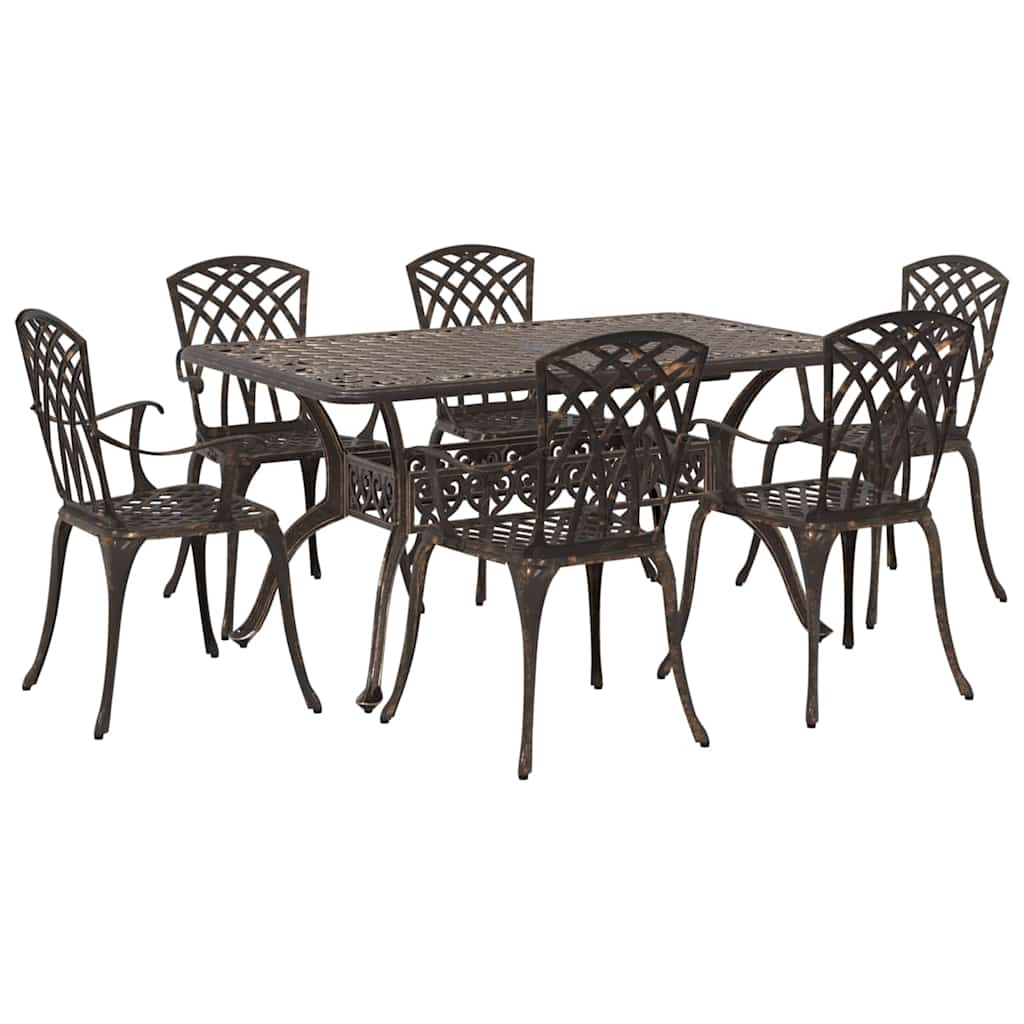 Vrtni set za objed 7 pcs Bronzana Aluminij