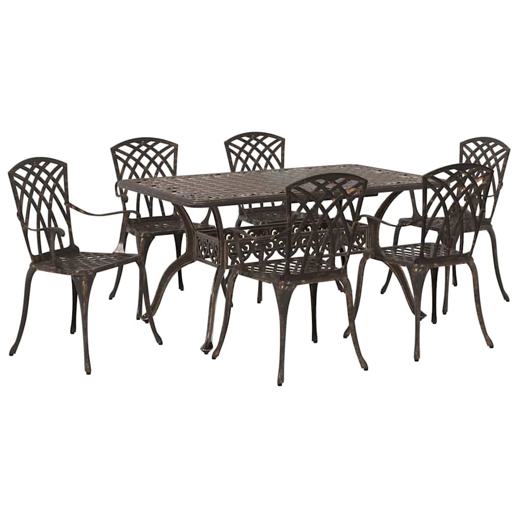 Vrtni set za objed 7 pcs Bronzana Aluminij