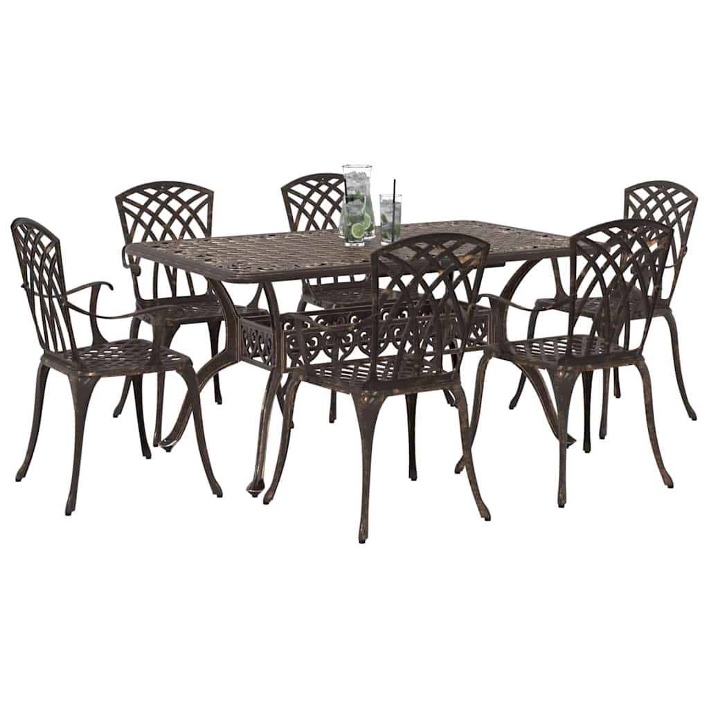 Vrtni set za objed 7 pcs Bronzana Aluminij