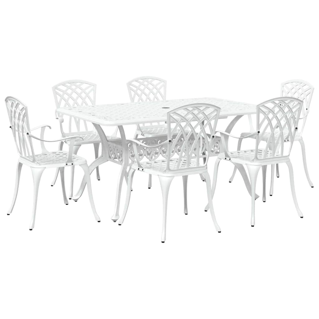 Vrtni set za objed 7 pcs Bijelo Aluminij