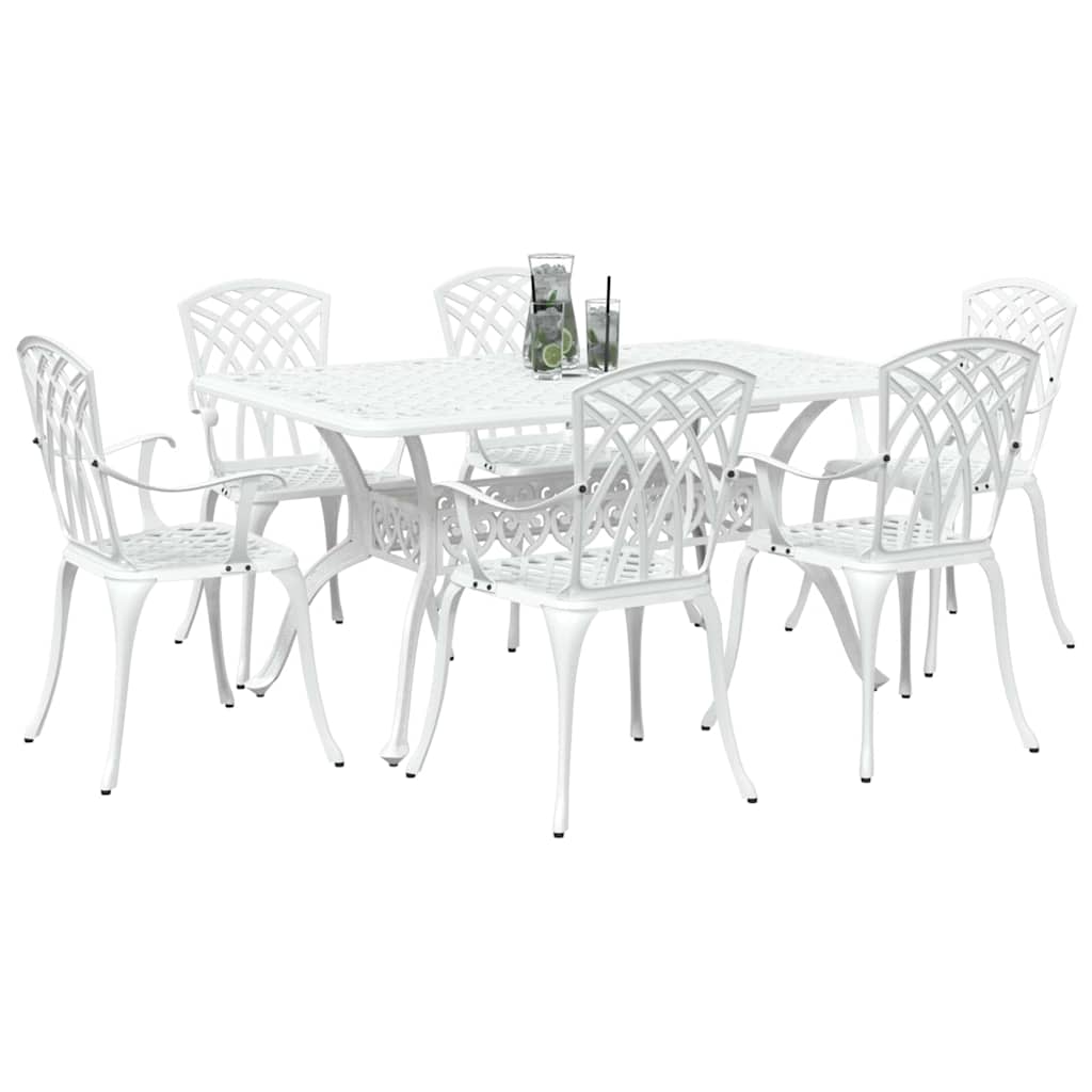 Vrtni set za objed 7 pcs Bijelo Aluminij