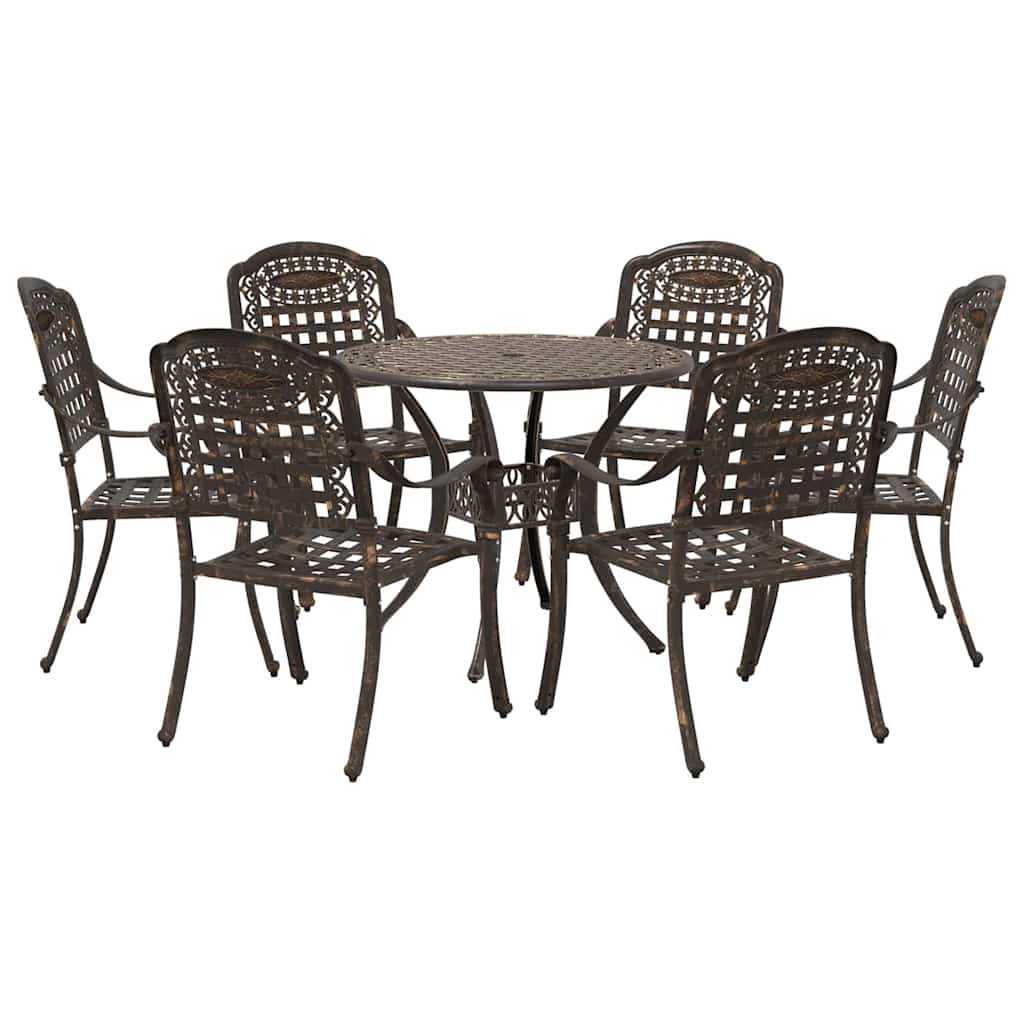 Vrtni set za objed 7 pcs Bronzana Aluminij