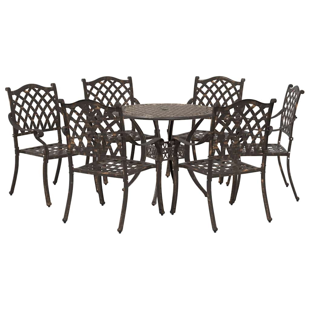 Vrtni set za objed 7 pcs Bronzana Aluminij