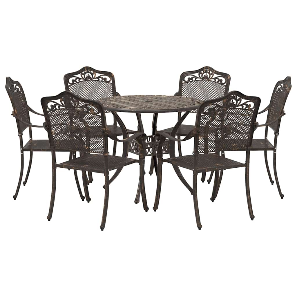 Vrtni set za objed 7 pcs Bronzana Aluminij