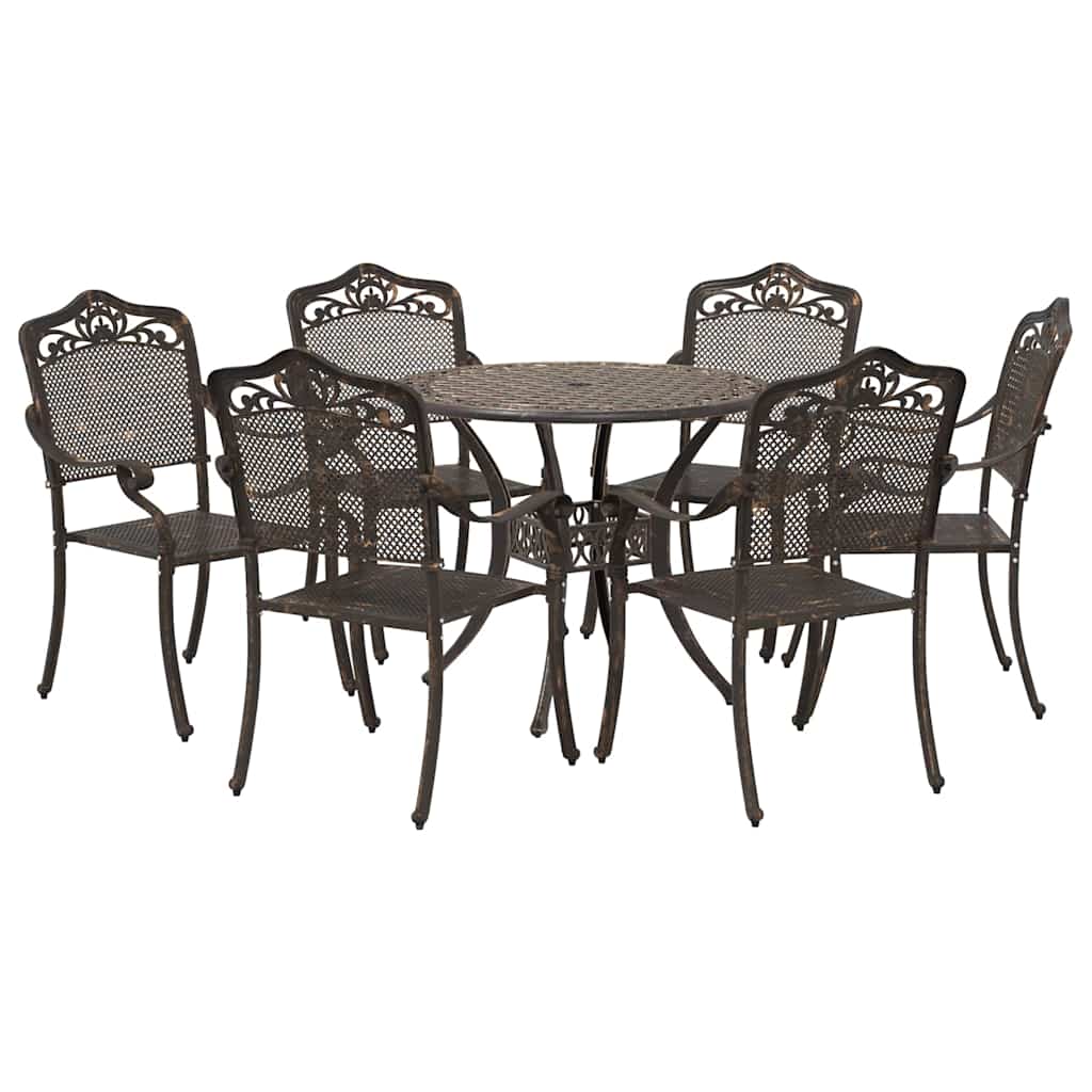 Vrtni set za objed 7 pcs Bronzana Aluminij