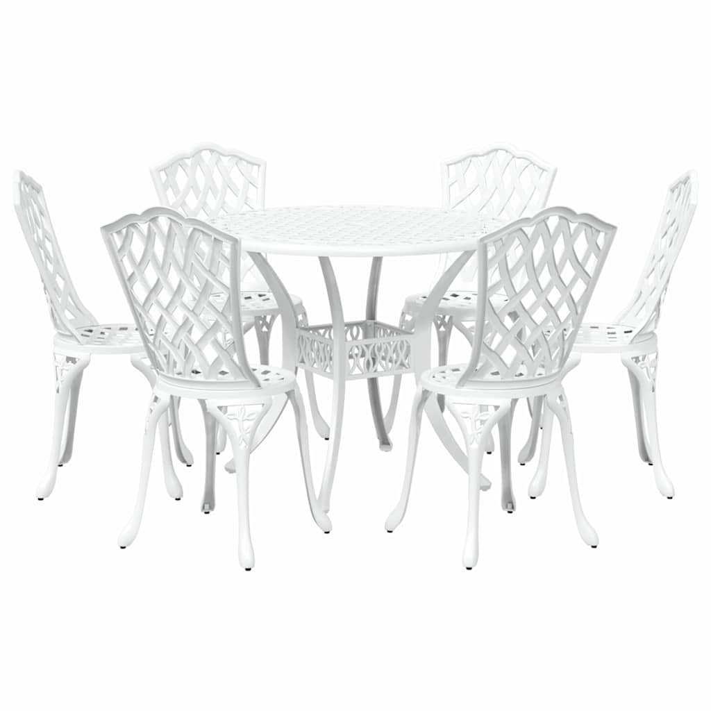 Vrtni set za objed 7 pcs Bijelo Aluminij