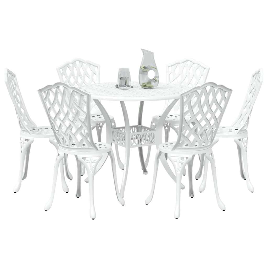 Vrtni set za objed 7 pcs Bijelo Aluminij
