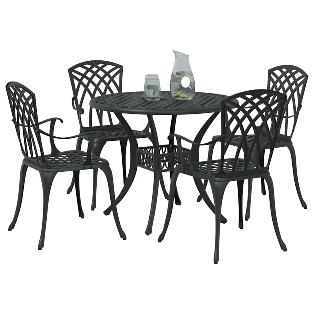 Vrtni set za objed 5 pcs Crna Aluminij