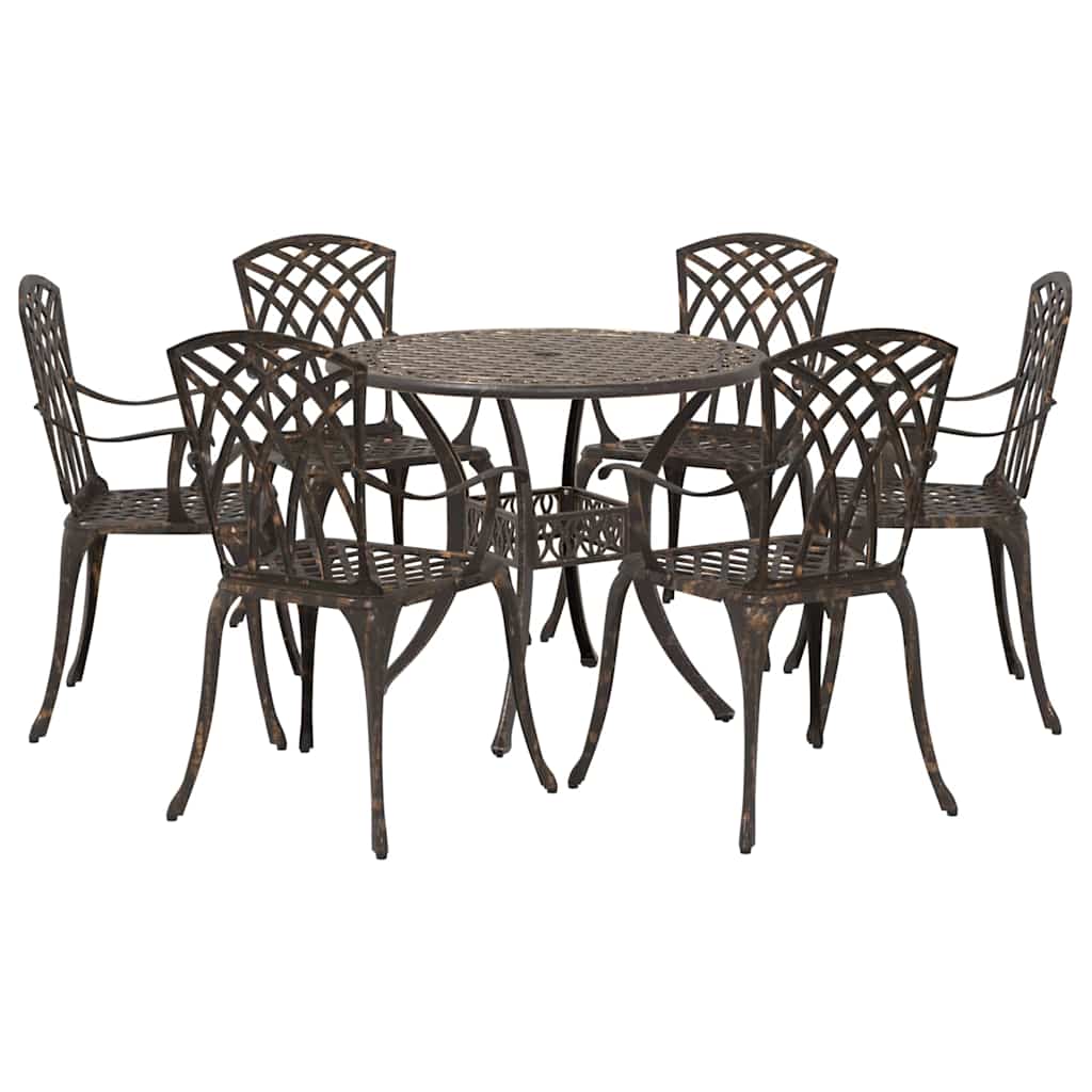 Vrtni set za objed 7 pcs Bronzana Aluminij