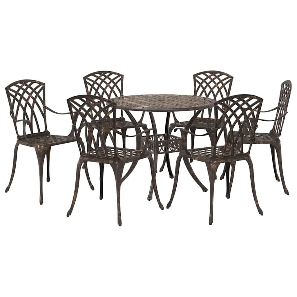 Vrtni set za objed 7 pcs Bronzana Aluminij