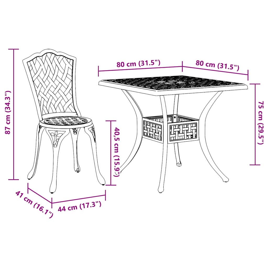 Set vrtnih stolova 5 pcs Bijelo Liveni aluminij