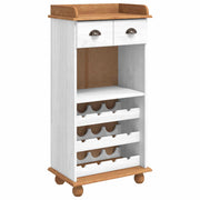 Ormar za vino ASKIM Bijela s medenim vrhom 57 x 37 x 114 cm