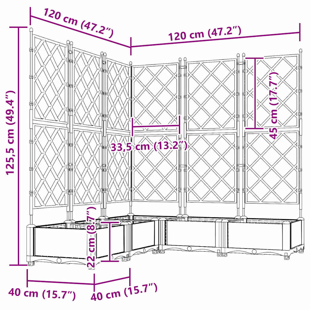 Vrtna saksija 5 pcs Smeđa 120 x 120 x 125,5 cm Plastika