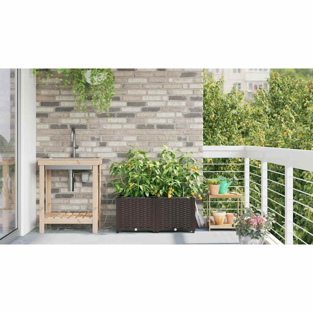 Vrtna saksija 2 pcs Smeđa 80 x 40 x 37,5 cm Plastika