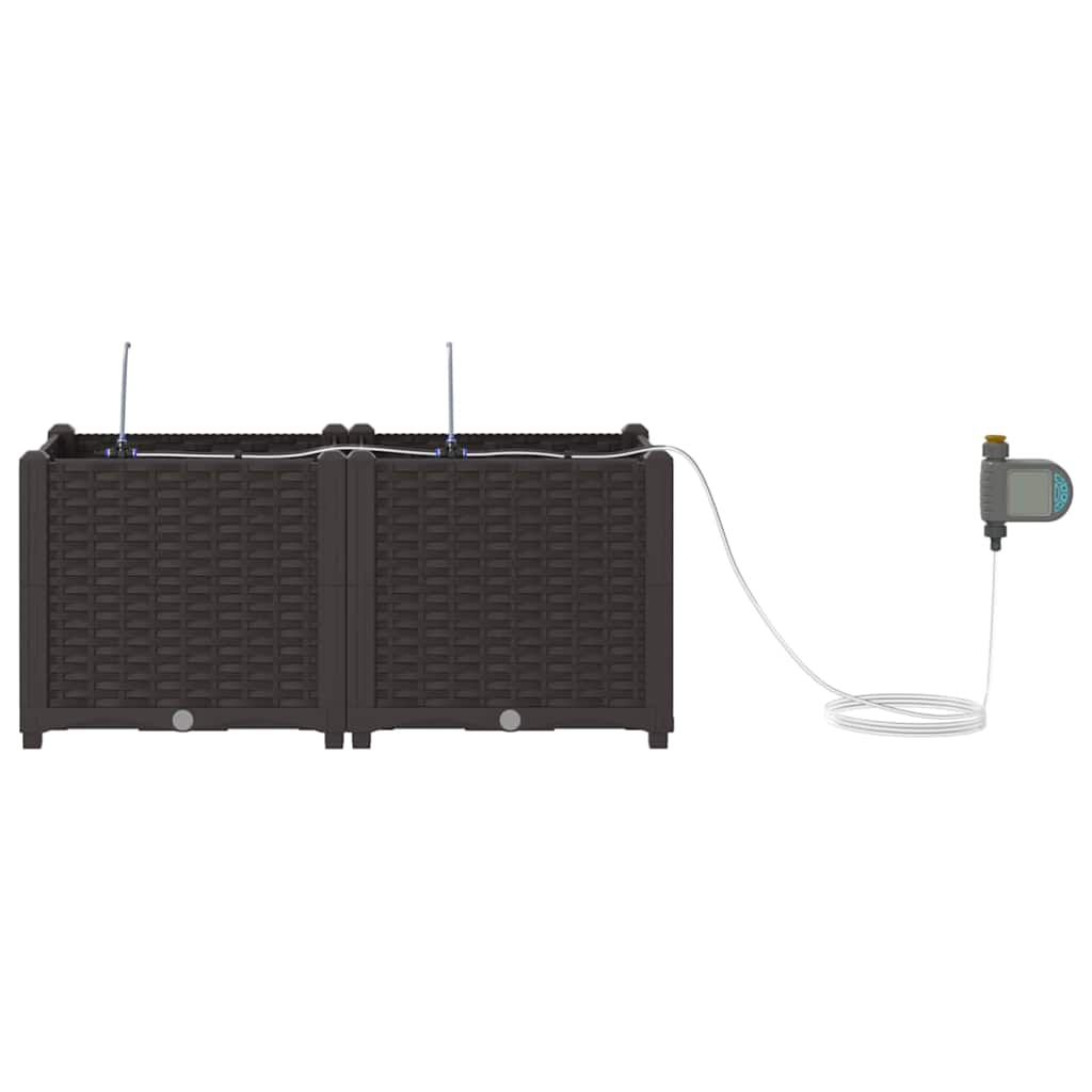 Vrtna saksija 2 pcs Smeđa 80 x 40 x 37,5 cm Plastika