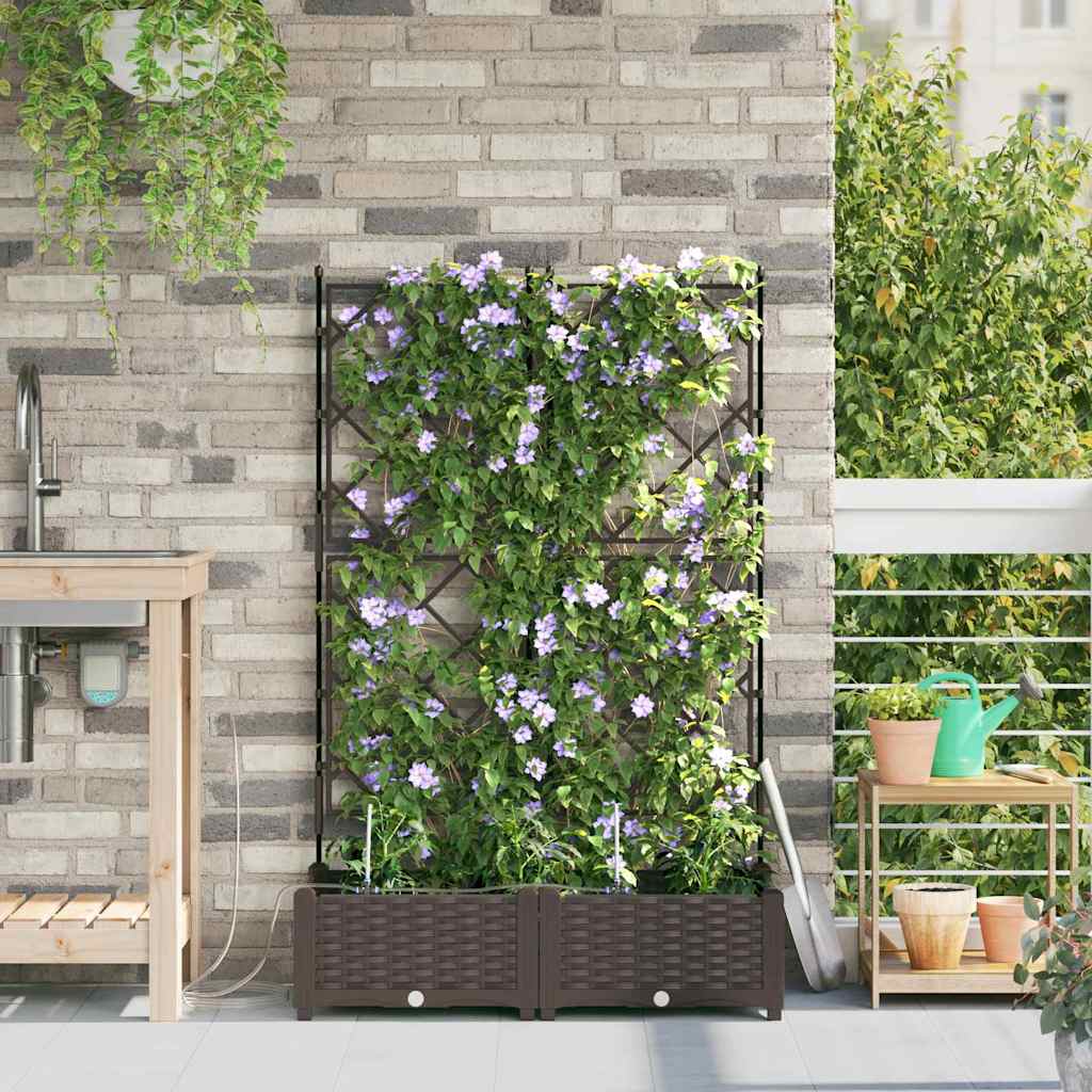 Vrtna saksija 2 pcs Smeđa 80 x 40 x 126 cm Plastika