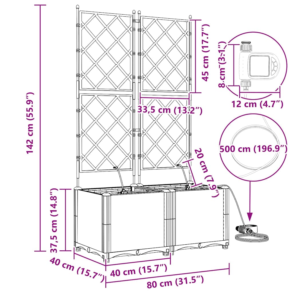 Vrtna saksija 2 pcs Smeđa 80 x 40 x 142 cm Plastika