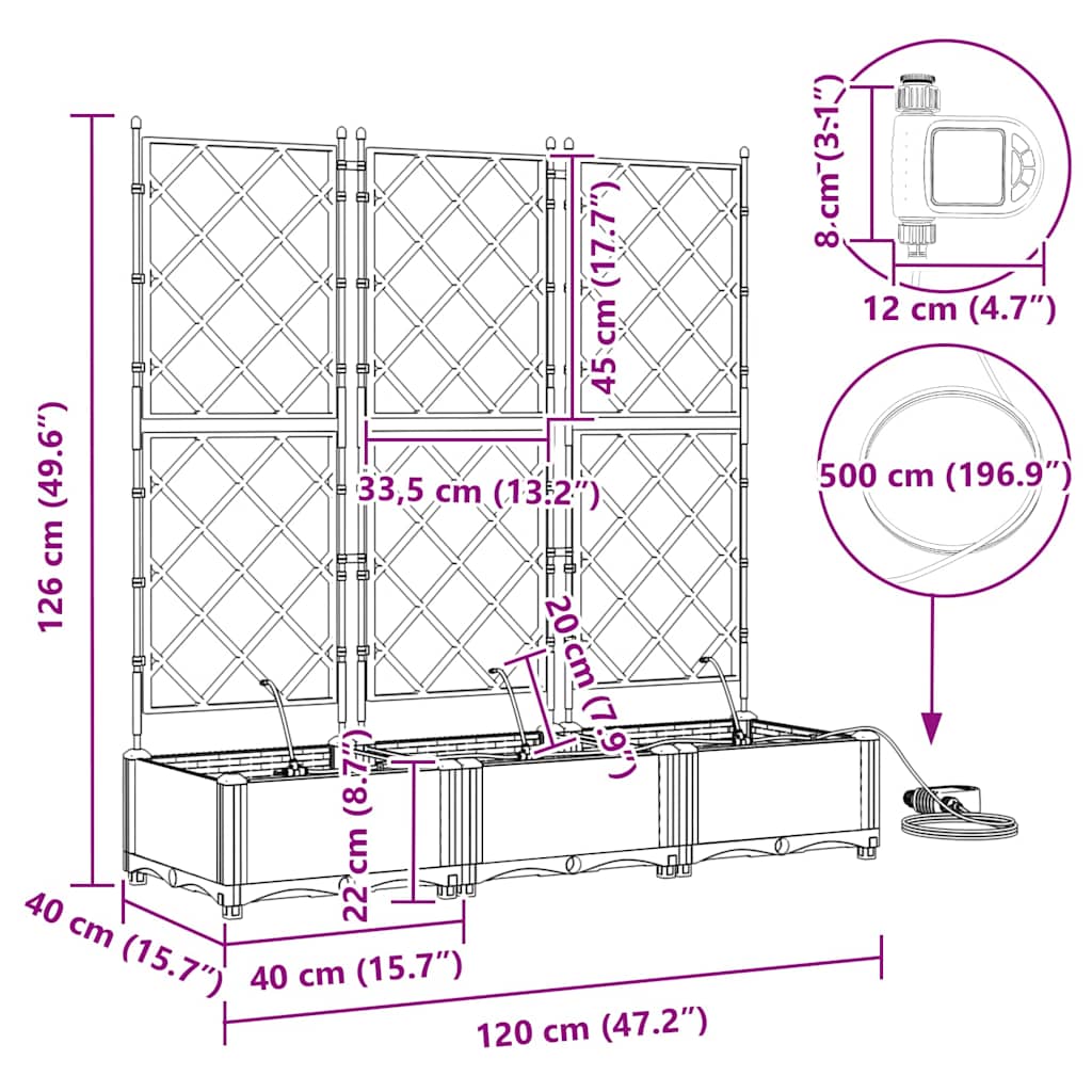 Vrtna saksija 3 pcs Smeđa 120 x 40 x 126 cm Plastika